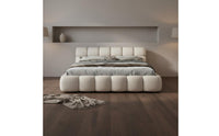 Modern Cushion Bed Authentic Leather Soft Padded Bed Frame Italian Minimalist Design