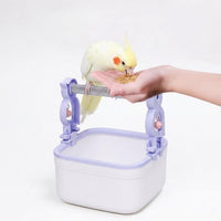 Parrot Perch Stand and Bird Training Station with Food Bowls, Desktop Bird Perch with Flat Tray Base and Play Accessories for Pet Training