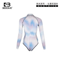 BESTDIVE潜好 2mm岚光幻彩印花拉链露背比基尼自由潜长袖潜水服