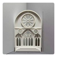 Gothic Window Panel Miniature Cathedral Facade Pointed Arch Rose Window Panel