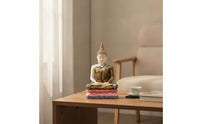 Buddha Statue with Lotus Base Resin Seated Buddha Statue Gold Accents for Desk