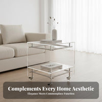 2-Tier Rolling Trolley Multi-Functional 2-Tier Wheeled Organizer for Living Room