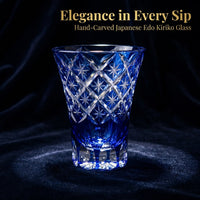 Kiriko-style Glass Sake Set, Sunflower Blue
