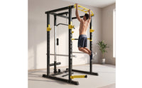 Strength Rack with Cable Pulley Full-Frame Complete Strength Rack Multiple Grip Home Workout Station for Strength Trainers, Weightlifters
