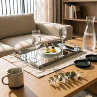 Stainless Steel serving Tray Mirrored Tray with Handles Mirror Finish for Coffee Table