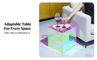 Iridescent Occasional Table Space-Saving Iridescent Cube Table Modern Aesthetic