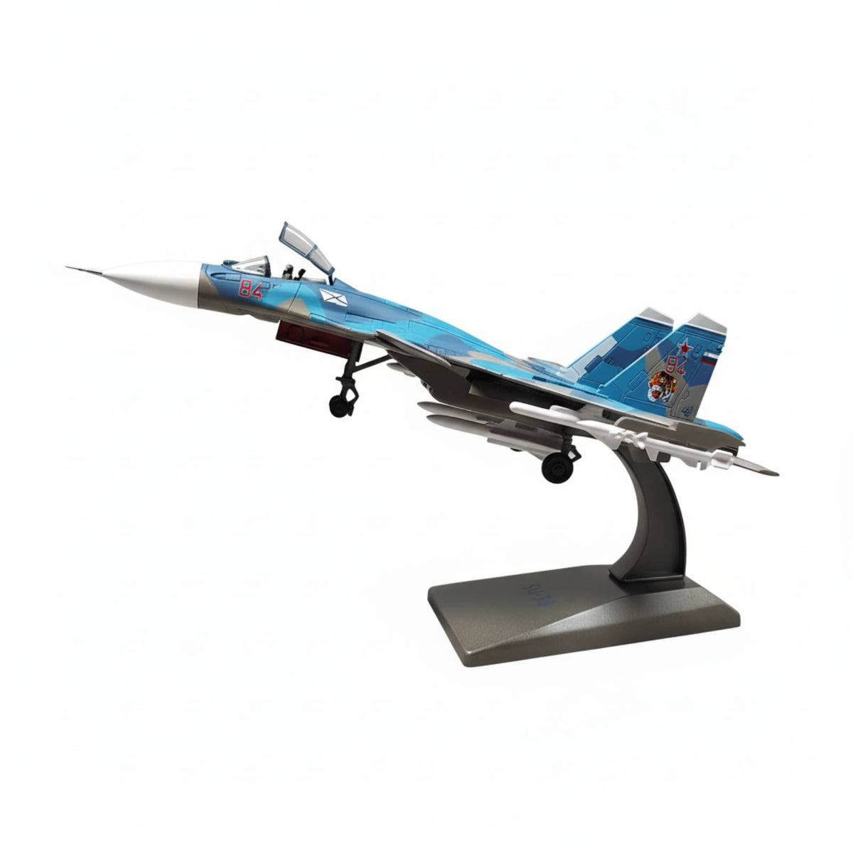 High-Fidelity Simulation 1:100 Scale Su-33 Fighter Jet Model Foldable Wings Russian Navy Su-33 Diecast Model Opening Canopy Carrier-Based Fighter Jet Model Rolling Wheels for Aviation Fans