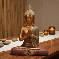 Lotus Base Buddha Statue Ornate Patterned Home Decor Southeast Asian-Inspired