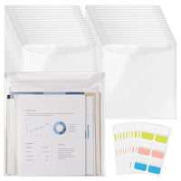 32-Piece Scrapbook Paper Storage Box with 60 Adhesive Index Labels, Clear Plastic Craft Paper Organizer