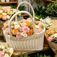 户外野餐仿藤手工编织软体花篮礼品篮青菜手提篮户外水果塑料篮子