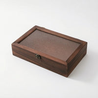 Wooden Box with Glass Lid Rustic for Desk