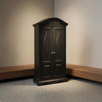 1/12 Scale Wardrobe Black Wooden Dollhouse Wardrobe Carved Top for Dollhouses
