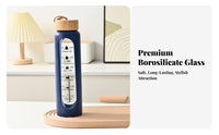 Large Capacity Bamboo Lid Glass Bottle Portable Design Glass Bottle Bamboo Lid Complimentary for Fitness Enthusiasts, Students, Travel, Home