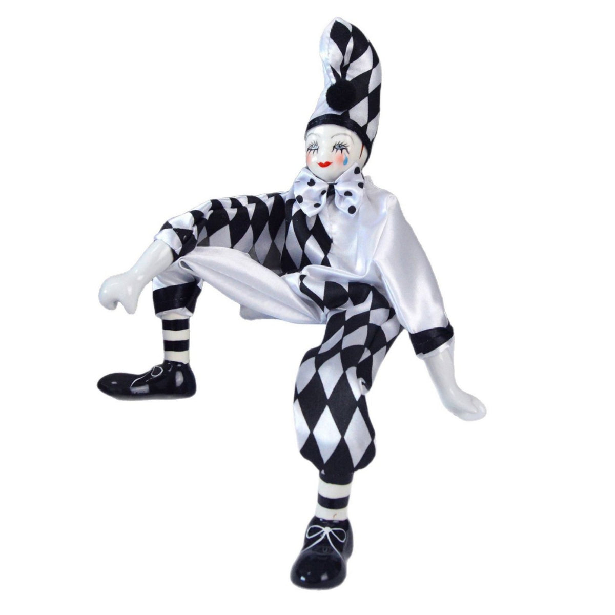 Dangling Leg Clown Doll Poseable Limbs Collectible Harlequin Figurine