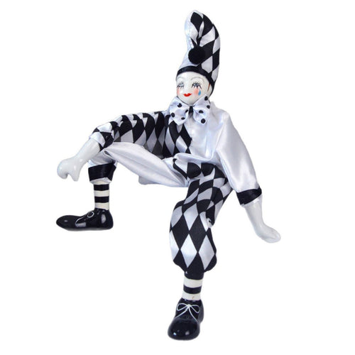 Dangling Leg Clown Doll Poseable Limbs Collectible Harlequin Figurine