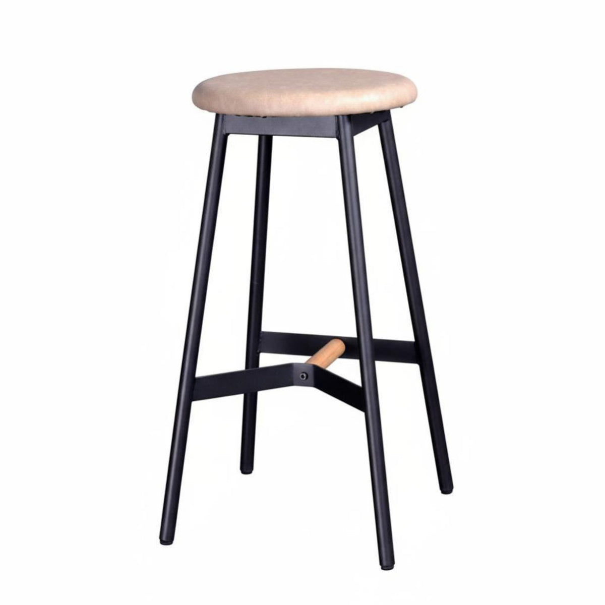 Backless Round Metal Stool utilitarian aesthetic Bar Chair High-Legged Retro Look for Homeowners