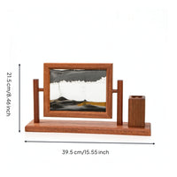 Sand Art Frame with Pen Holder Rectangular Rotating Sand Art Frame Relieving Desk Organizer for Professionals, Students, Office