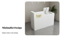 Minimalist Design Small Shop Cashier Counter Two-Tone Colorblock Salon Front Desk Integrated Keyboard Tray Commercial Checkout Counter for Business Owners, Receptionists, Retail Workers, Medical Office, Studio, Lobby
