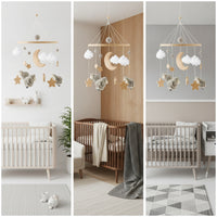 Nursery Mobile with Wooden Loop Hanging Baby Mobile with Loop Decor Crochet for Newborn