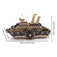 Steampunk Ship Puzzle Hands-on Paddlewheel Ship Model Decorative Wooden 3D Puzzle for Hobbyists