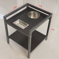 麻将机钢木茶几棋牌室茶水架打牌用麻将桌边几带烟缸岩板放水壶
