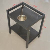 麻将机钢木茶几棋牌室茶水架打牌用麻将桌边几带烟缸岩板放水壶