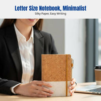 Cork Pattern PU Notebook, Eco-Friendly Elastic Band, Business Office, A5 Size, Soft Leather Cover