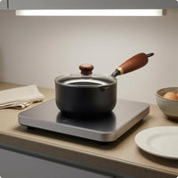 Cast-Iron Mini Frying Pot Black Cast-Iron Pour Pot Glass Lid