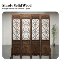 Chinese Design Wooden Screen Foldable Carved Wood Screen Movable Solid Wood Folding Partition for Homeowners, Restaurant Owners, Entrance Bedroom