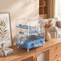 Large Hamster Cage for Hamsters, Syrian Hamster Cage with Tunnels, Detachable Rectangular Shape Habitat for Indoor Use, Suitable Small Animals