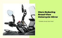 Folding motorcycle mirror, anti-glare