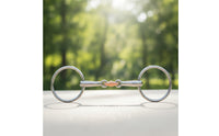 Copper-Jointed Horse Bit with Three-Piece Mouthpiece Polished Bit with Oval Rings Gentle Tack Comfortable for Everyday Riding