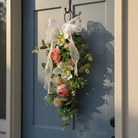 Artificial Flower Swag Realistic Look Hanging Floral Arrangement door Artificial Flower Teardrop Swag for Farmhouse