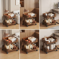 Wooden Side Table with Wheels Compact Rolling Side Table Sturdy for Living Room