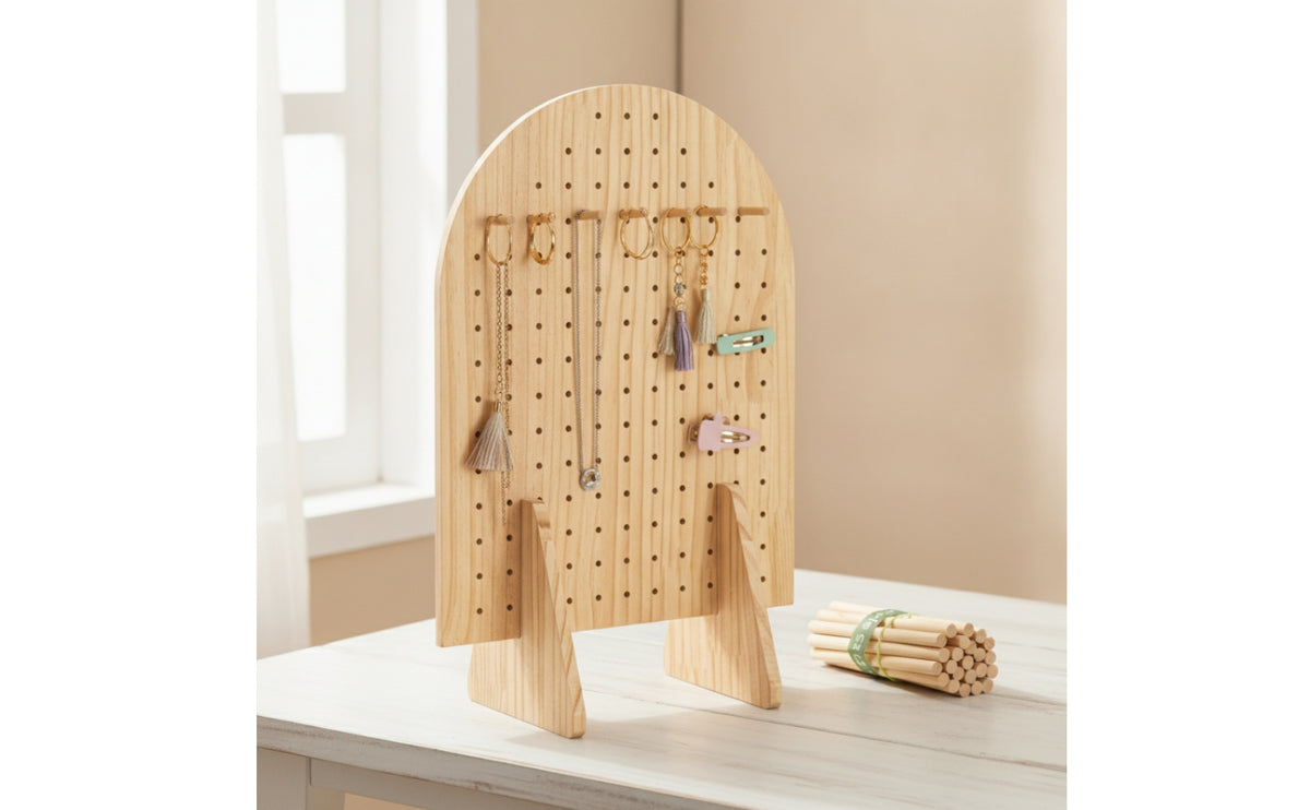 Pegboard Display Wooden Stand Wooden Pegboard Stand Tabletop for Crafters, Collectors, Craft Fairs, Boutiques
