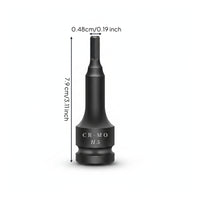 Compact Square Drive Impact Socket Black 1/2-Inch Hex Shank Socket Robust Square to Hex Adapter