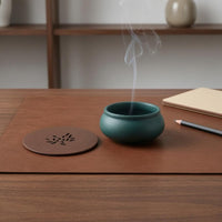 Textured Glazed Scent Dish Bowl-Shaped Three-Legged Scent Dish Round Mat Included Home Decor