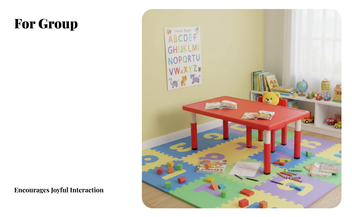 Kids Table and Chair Set Rounded Corners Childrens Table and Chair Set Easy to Clean Preschool Classroom Furniture for Parents, Bedroom