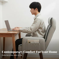 Sofa-Like Comfort Upholstered Home Office Chair Plush Padding Upholstered Adjustable Seat Ergonomic Design rotate Armchair effortlessRolling Casters for gaming enthusiasts, Students, Remote Employees, Study Room, Bedroom