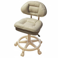 Height Adjustable Upholstered Shellspine Rolling Chair 360-Degree rotate Vanity Stool Ergonomic rear supportrest Household Furniture Plush Upholstery for Makeup lovers, Nail Technicians, Adults, Bedroom, changing area, Home Office
