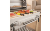 Wooden Play Grill Cart Rolling Kids Grill Playset Compact Pretend Play Barbecue for Young Children
