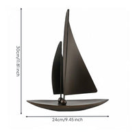 Modern Metal Sailboat Ornament Artistic Design Tabletop Sculpture for Showroom