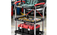 Foldable Tool Utility Wagon Caster Wheels Workshop Storage Space Saving