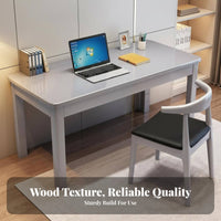 Solid Wood Desk Minimalist Wooden Study Table Modern Computer Workstation Sturdy Writing Desk for Students Adults Suitable for Home Office Bedroom Small Areas