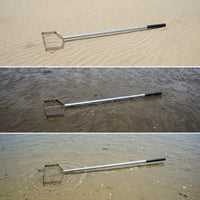 Beach Rake with Mesh Bag Portable Sand tool with Detachable Handle Wide Tool for Clam Diggers