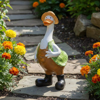 Resin Duck Statue Weather-Resistant Farmer Duck Figurine Hand-Painted for Yard