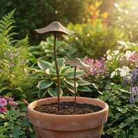 2 Pieces Retro Brown Toadstool Ornament Easy to Maintain for Courtyard
