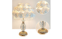 Lamp with Rose Shade Decorative Crystal Table Lamp Romantic Elegant for Women, Bedroom, Nightstand
