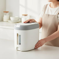 Push Button Flour Canister Large Capacity Rice Storage Container Clear View