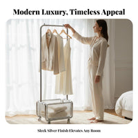 Rolling Clothes Rack Modern Aesthetic Rolling Clothes Valet with Basket Portable